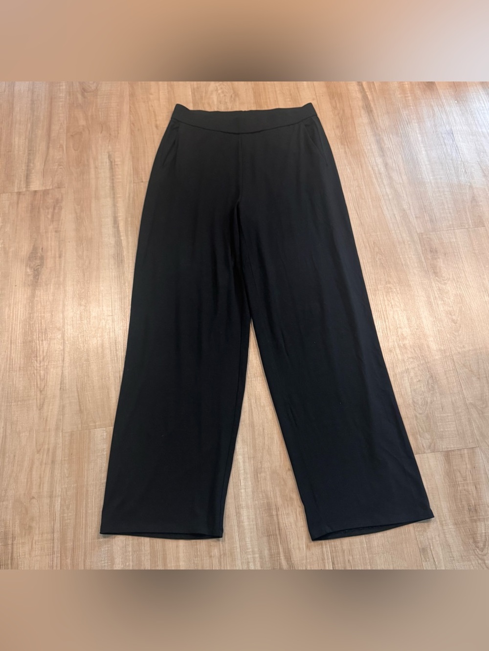 Eileen Fisher Jet Black Wide-Leg Pull-On Pants Size M